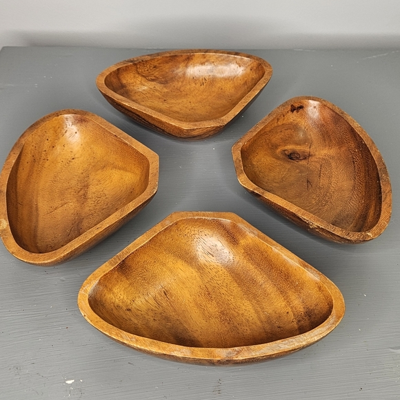 Vintage Other - Vintage Wooden Serving Bowls 5" x 7" Set of 4